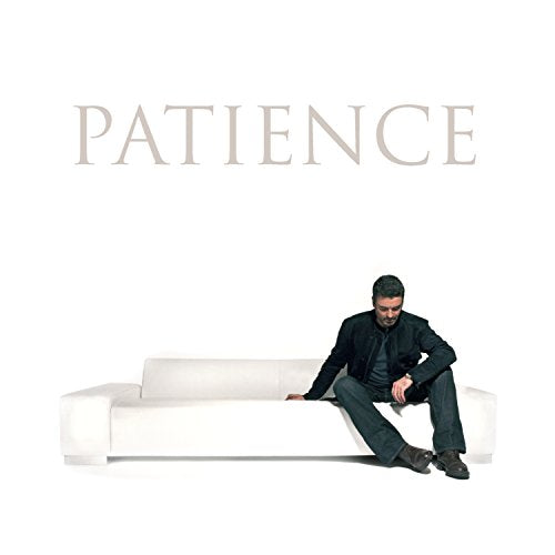 CD cover: Man sitting on a white couch, text “Patience”.