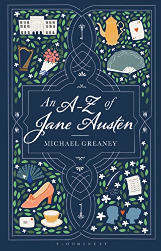 Book cover: "An A-Z of Jane Austen" with floral and object illustrations.