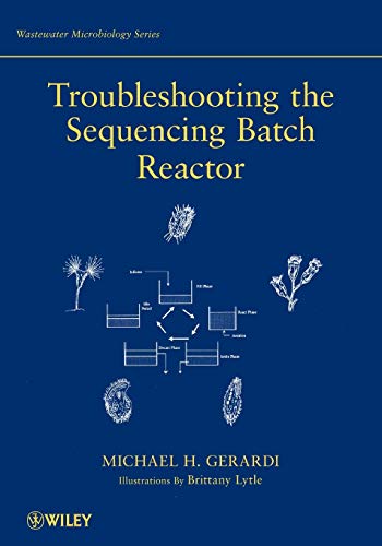 Book cover: "Troubleshooting the Sequencing Batch Reactor" with diagrams of microbes.