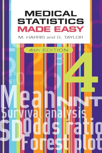 Book cover for Medical Statistics Made Easy, fourth edition, with colorful vertical striped background.