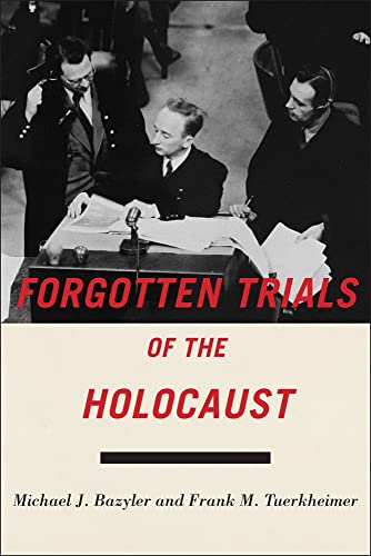 Book cover: "Forgotten Trials of the Holocaust" with a black and white courtroom photo.