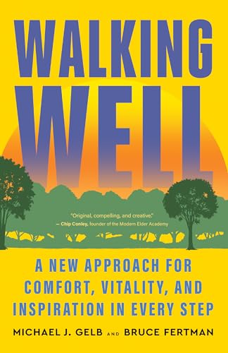 Book cover: "Walking Well" with a sunset landscape and blue text.