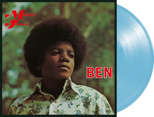 Michael Jackson’s “Ben” vinyl record with a portrait and light blue disc.