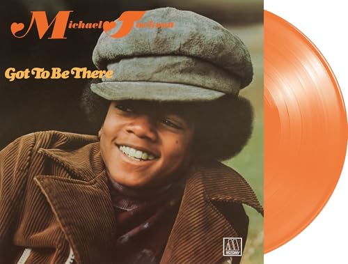 Young Michael Jackson album cover and orange vinyl record shown.