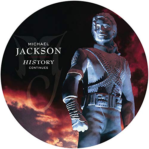Michael Jackson “History: Continues” vinyl record label with portrait.