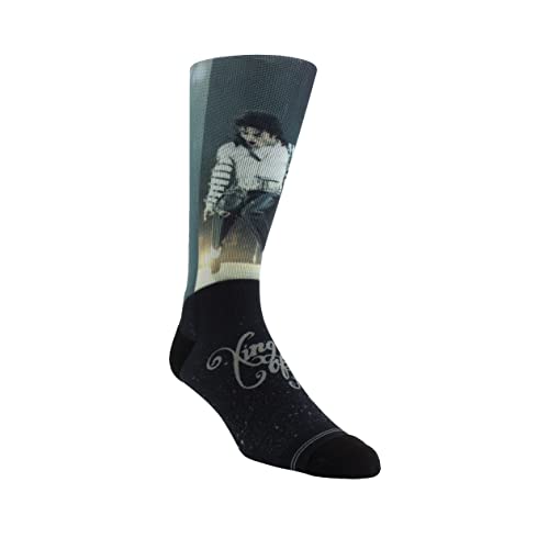 Black crew sock with a grayscale image of Michael Jackson.