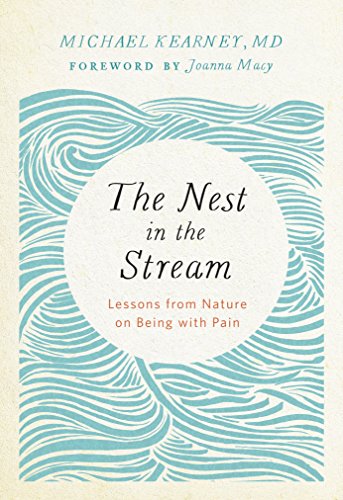 Book cover with swirling blue lines and title "The Nest in the Stream".