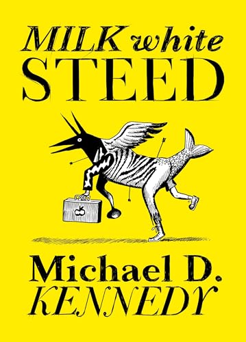 Book cover: striped, winged creature with a briefcase on yellow background.
