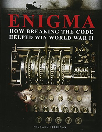 Book cover for "Enigma" featuring an Enigma machine and wartime imagery.
