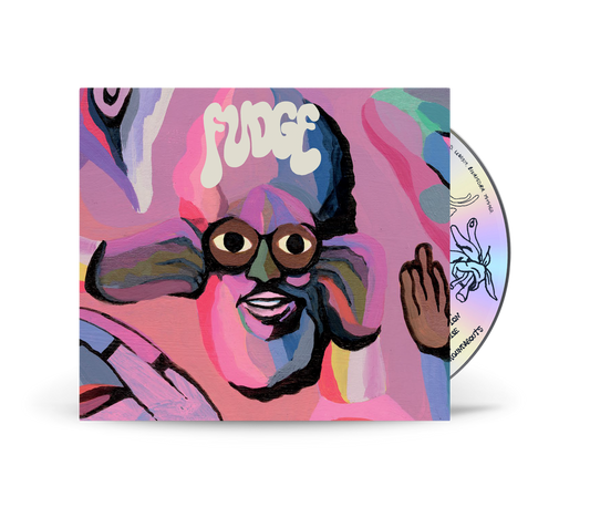 CD cover for Michael Kiwanuka’s “FUDGE” featuring painted portrait with glasses.