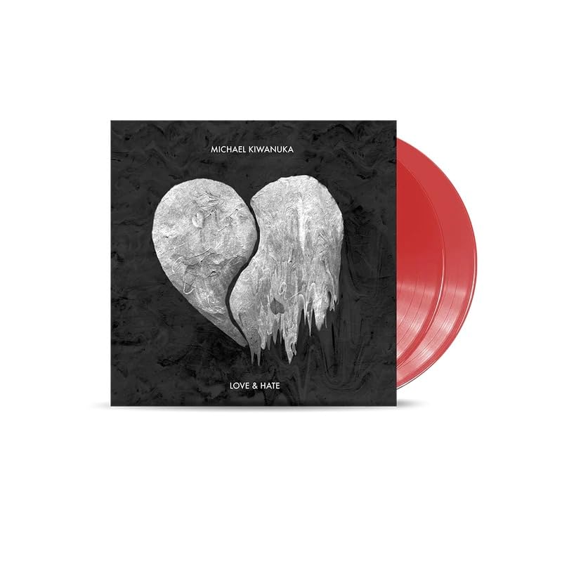 Michael Kiwanuka “Love & Hate” vinyl record with a broken heart design.