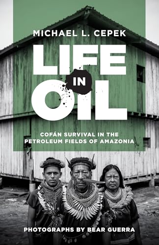 Book cover featuring Indigenous people and a weathered building in Amazonia.