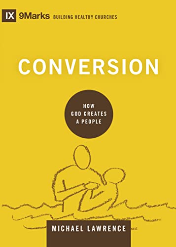 Yellow book cover with title "Conversion" and sketched figure with a cross.