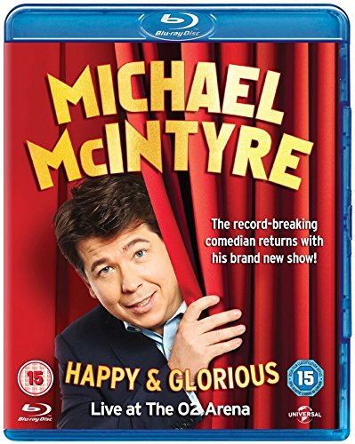 Blu-ray cover for Michael McIntyre's "Happy & Glorious" comedy show.