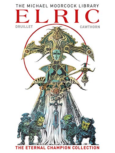 Book cover featuring Elric, a pale warrior, and small, demonic creatures.