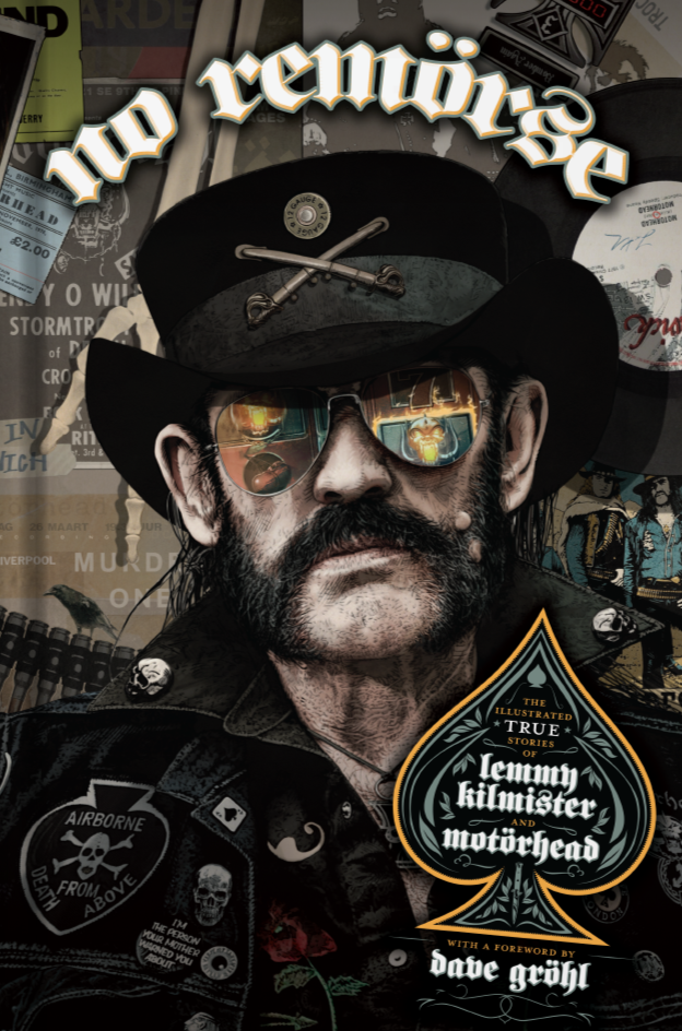 Hardcover book cover featuring Lemmy Kilmister of Motorhead in portrait.