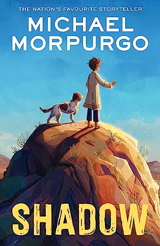 Book cover: boy and dog on a hill, titled “Shadow.”
