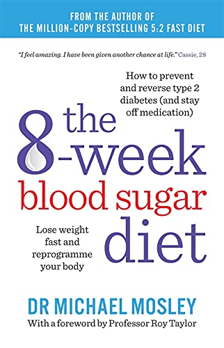 Book cover: "The 8-Week Blood Sugar Diet" by Dr. Michael Mosley.