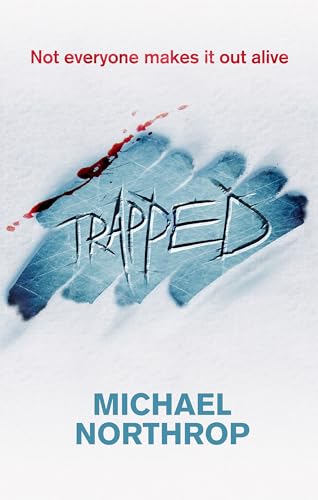 Book cover for "Trapped" with distressed text and blood splatter imagery.
