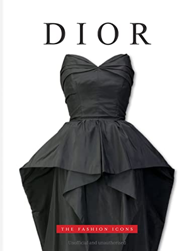 Book cover featuring a black Dior dress with the title The Fashion Icons.