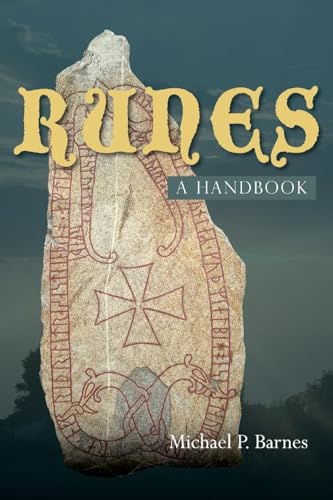 Book cover showing a runestone with carved inscriptions against a dark, cloudy sky.