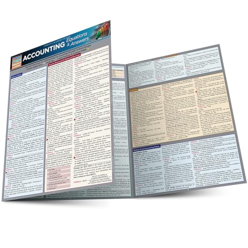 Folded accounting reference guide with equations and dense text.