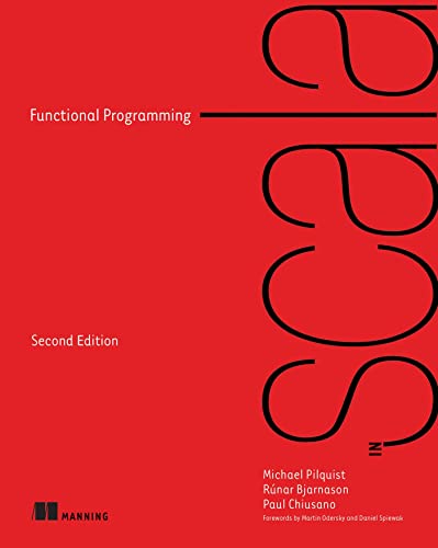 Book cover for Functional Programming in Scala, Second Edition, with red background and black text.