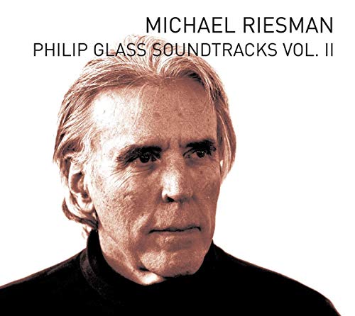 CD cover featuring a sepia-toned portrait of composer Philip Glass.