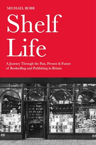 Book cover with red top halfLH half and black and white bookstore storefront bottom.