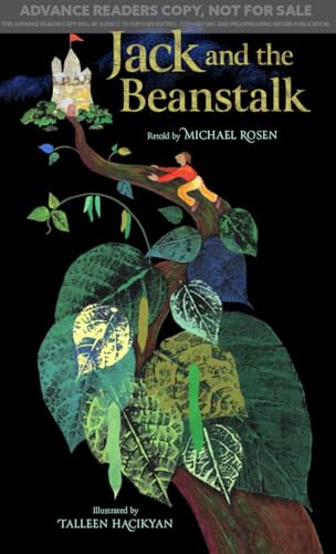 Book cover: Jack climbing a large beanstalk toward a castle.