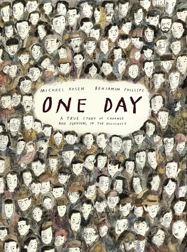 Book cover with illustrated crowd and title “One Day.”