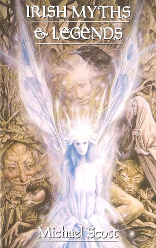 Book cover: "Irish Myths & Legends" with fantastical figures and swirling light.