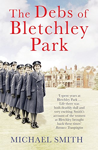 Book cover showing women in military uniforms standing before Bletchley Park mansion.