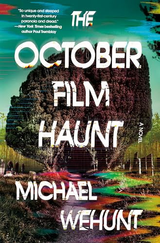 Book cover: "The October Film Haunt" with a large tree and colorful path.