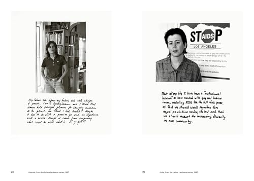 Black and white photographs of Laura Aguilar with handwritten text excerpts.