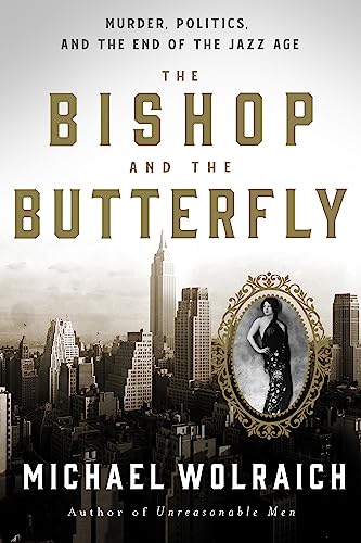 Book cover: “The Bishop and the Butterfly” with a city skyline and portrait.