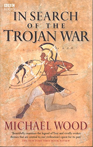 Book cover: "In Search of the Trojan War" with a warrior illustration.