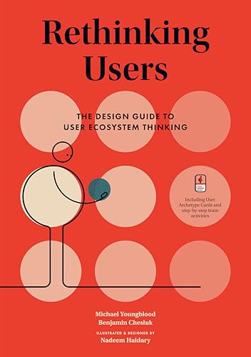 Red book cover with white text: "Rethinking Users" and illustrated figure.