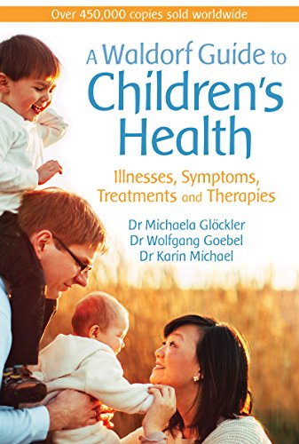 Book cover: "A Waldorf Guide to Children's Health" with family portrait.
