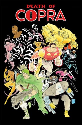 Comic book cover featuring numerous colorful superhero and villain characters.