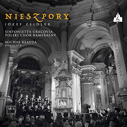 Black and white CD cover featuring a church interior and orchestra.