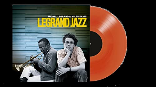Album cover featuring Michel Legrand and Miles Davis with a red vinyl record.