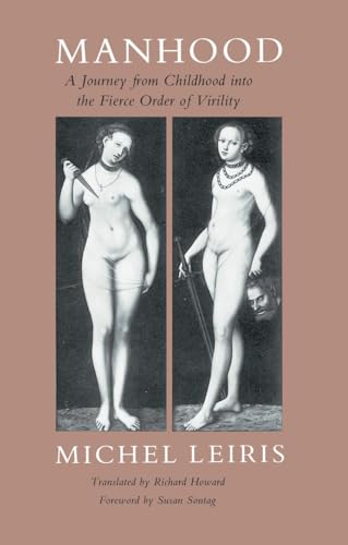 Book cover with black and white images of two nude figures holding weapons.