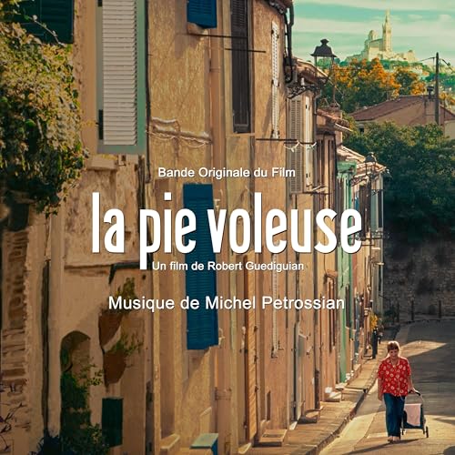 Film soundtrack cover for “La Pie Voleuse” with a building facade.