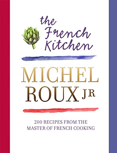Book cover: "The French Kitchen" by Michel Roux Jr., with cauliflower illustration.