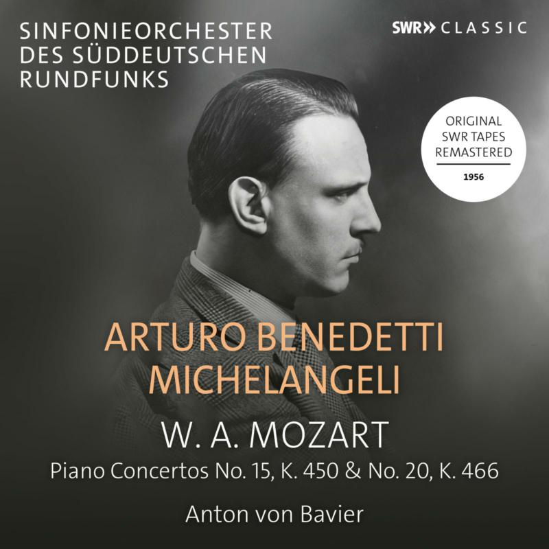 CD cover featuring pianist Arturo Benedetti Michelangeli and composer Mozart.