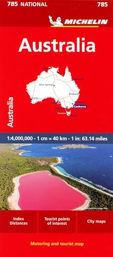 Michelin Australia national map cover featuring a map graphic and a pink lake photo.