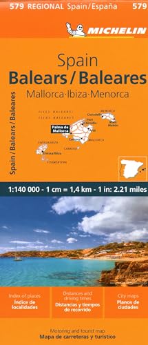 Michelin regional map of the Balearic Islands: Mallorca, Ibiza, Menorca.