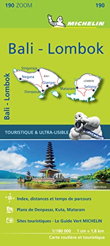 Bali-Lombok Michelin zoom map with islands’ outlines and a temple image.