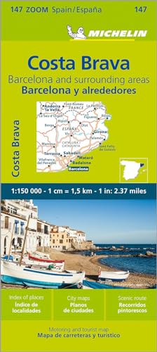 Michelin Costa Brava road map featuring Barcelona area and coastal scenery.